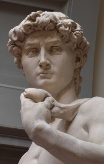 David is a masterpiece of Renaissance sculpture created in marble between 1501 and 1504 by the Italian artist Michelangelo. David is a 5.17-metre (17.0 ft)[a] marble statue of the Biblical hero David, a favoured subject in the art of Florence.
David was originally commissioned as one of a series of statues of prophets to be positioned along the roofline of the east end of Florence Cathedral, but was instead placed in a public square, outside the Palazzo Vecchio, the seat of civic government in Florence, in the Piazza della Signoria where it was unveiled on 8 September 1504. The statue was moved to the Galleria dell'Accademia, Florence, in 1873, and later replaced at the original location by a replica.
Because of the nature of the hero it represented, the statue soon came to symbolize the defence of civil liberties embodied in the Republic of Florence, an independent city-state threatened on all sides by more powerful rival states and by the hegemony of the Medici family. The eyes of David, with a warning glare, were fixated towards Rome.